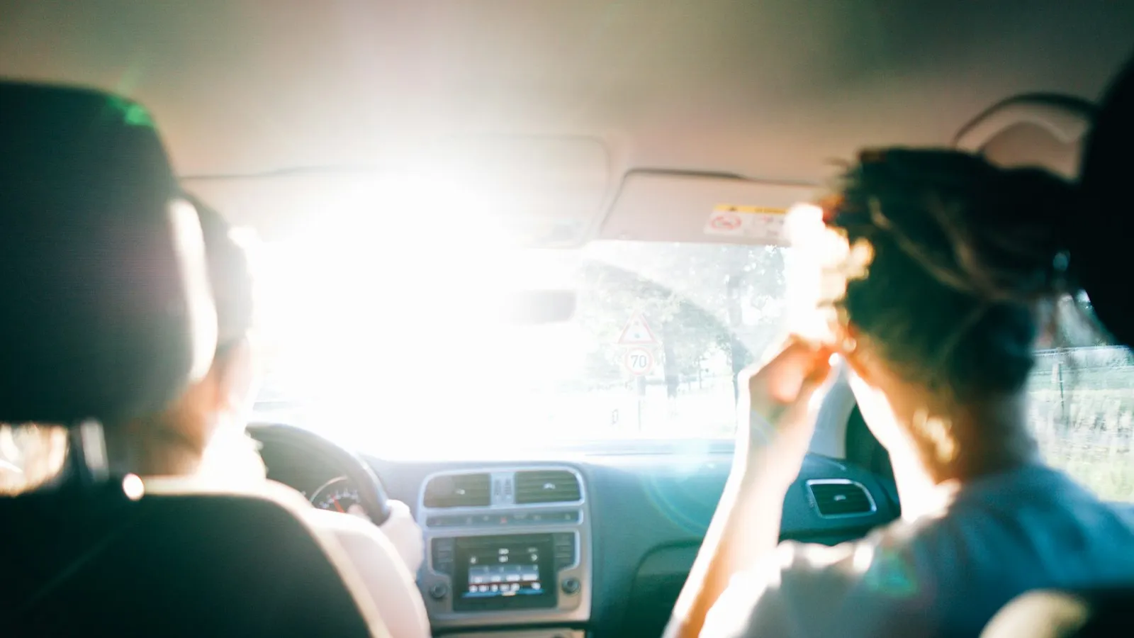Friends riding together in a car