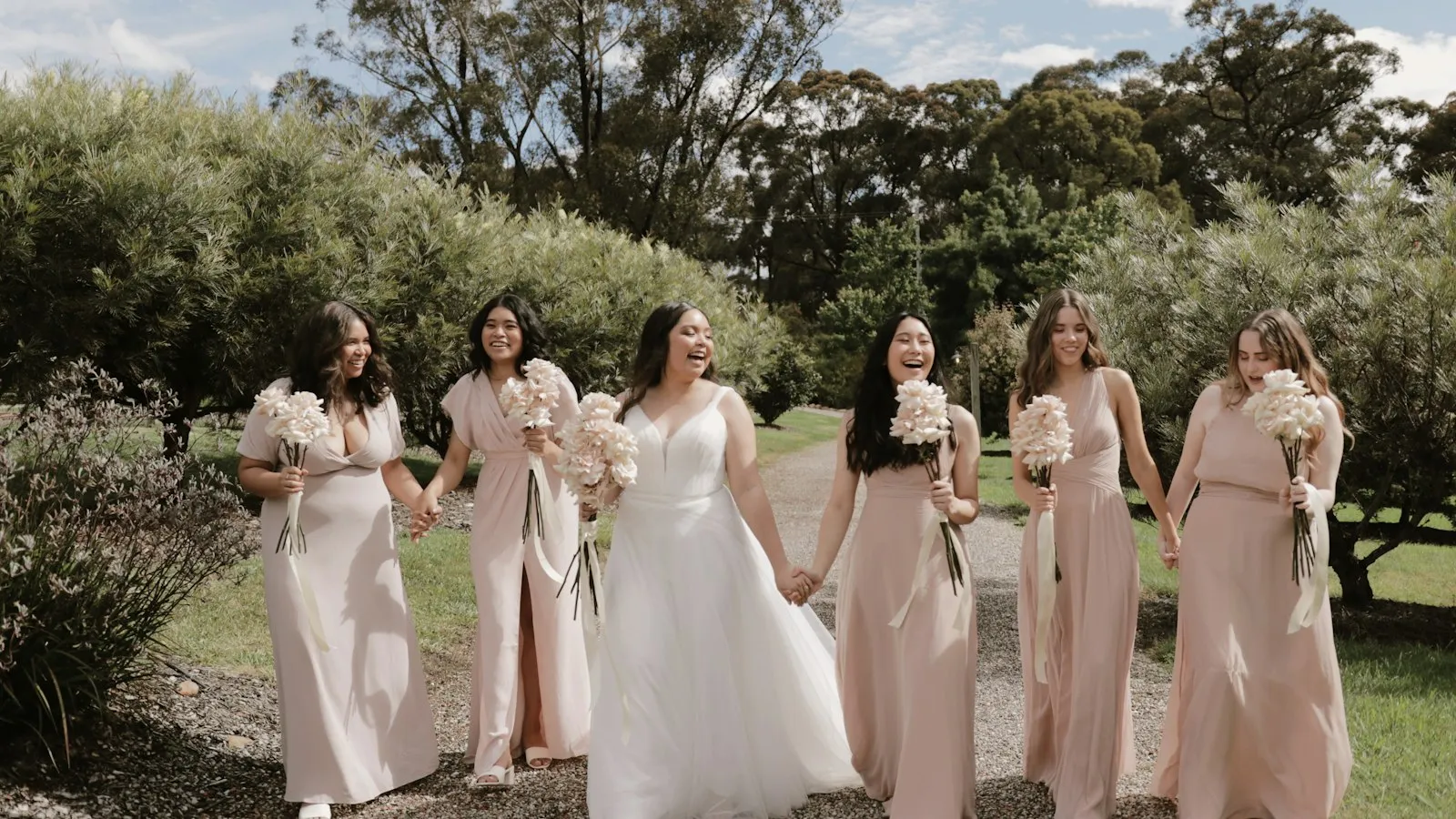 Bridesmaids standing together at a wedding